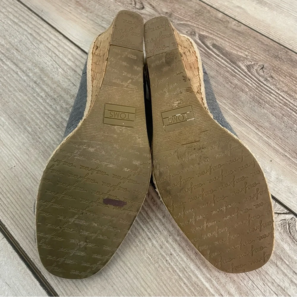 Toms Women’s 9.5 Canvas Peep Toe‎ Wedge Heel Sandals